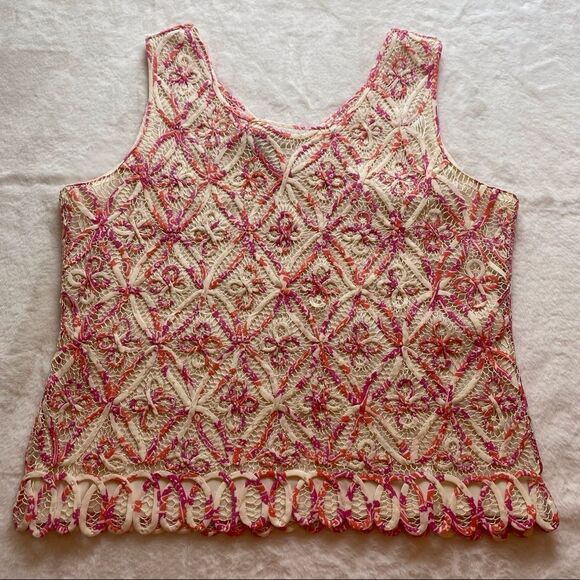 Sigrid Olsen Knitted By Hand Silk Sleeveless Top with Sequins and Beads Size S - Picture 2 of 13